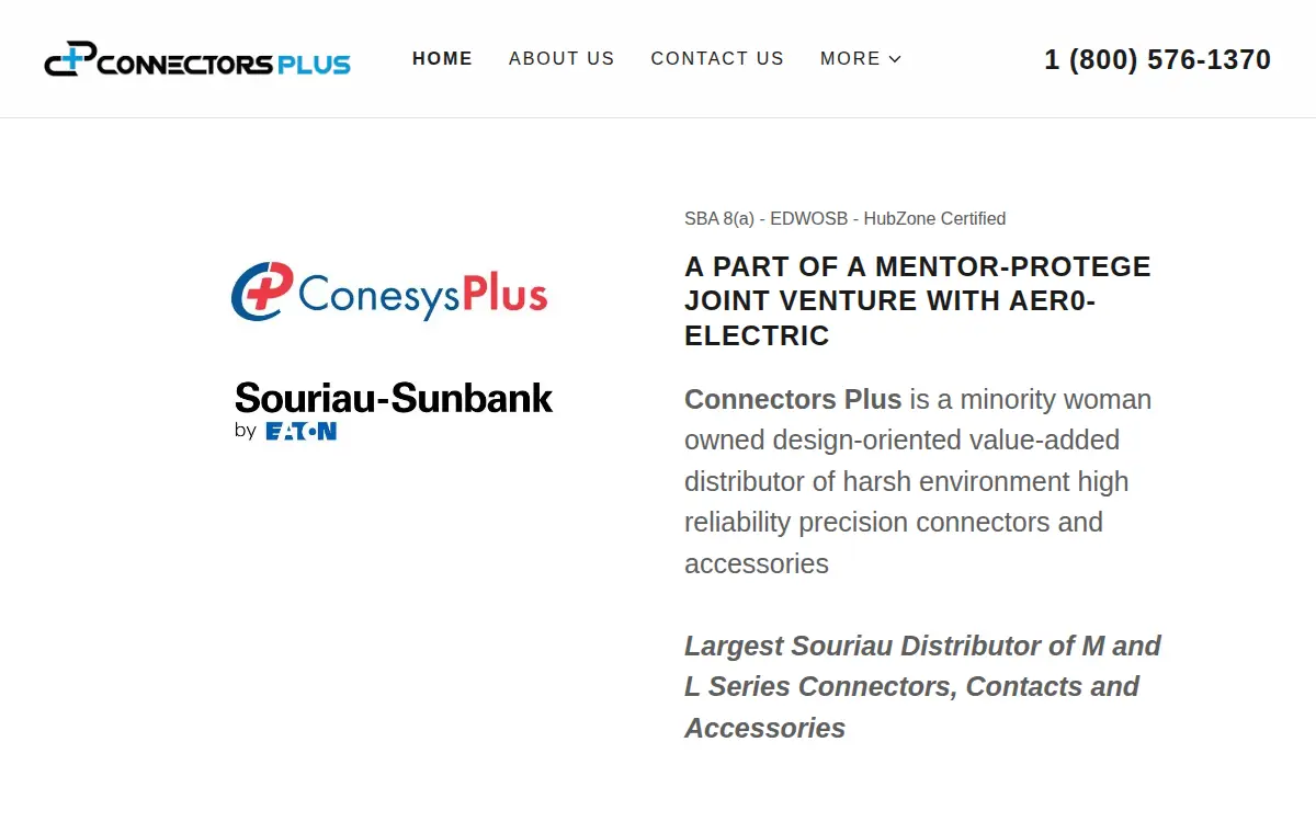 Homepage of Connectors Plus LLC