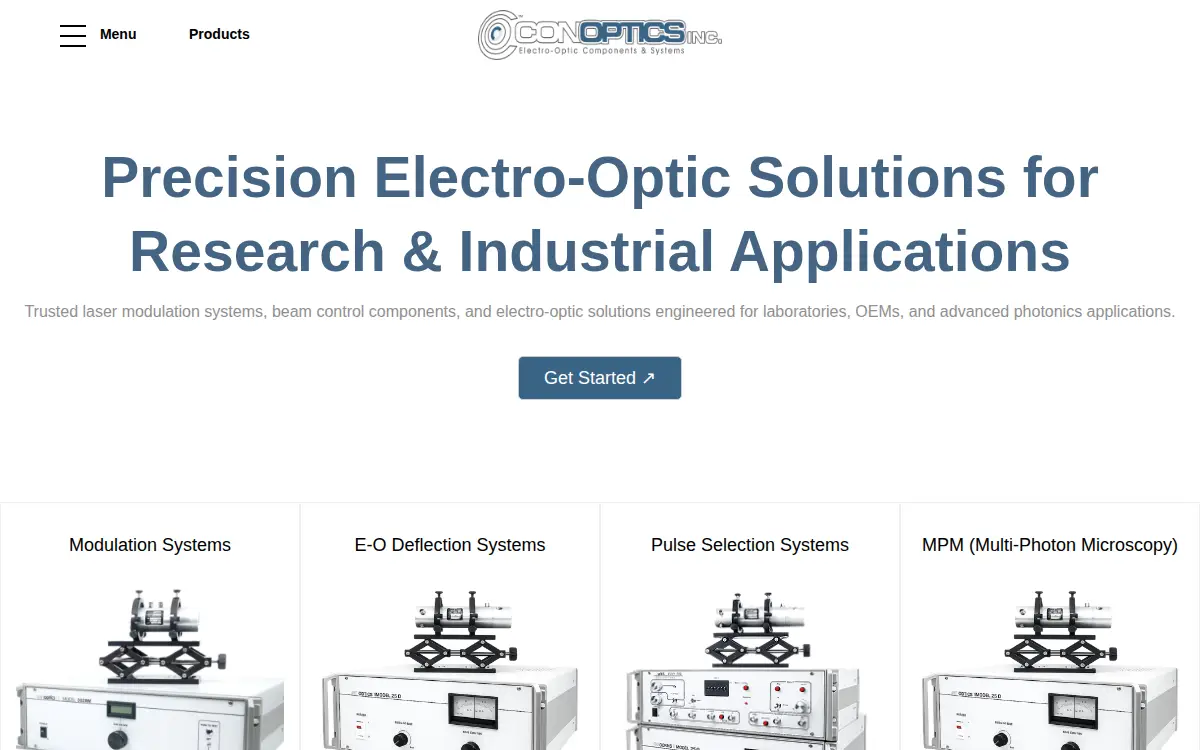 Homepage of Conoptics INC