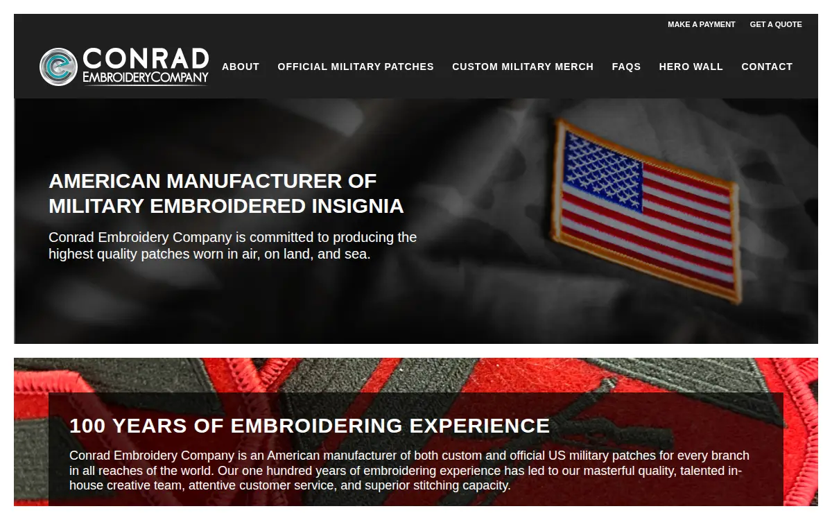 Homepage of Conrad Embroidery Company, LLC
