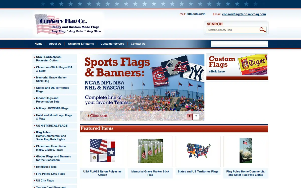Homepage of Conserv Flag Company, LLC