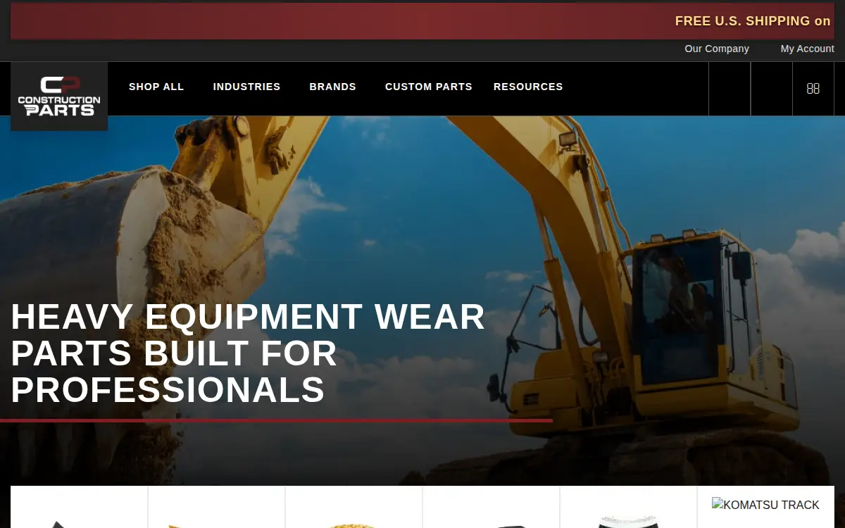 Homepage of Construction Parts Pnw LLC