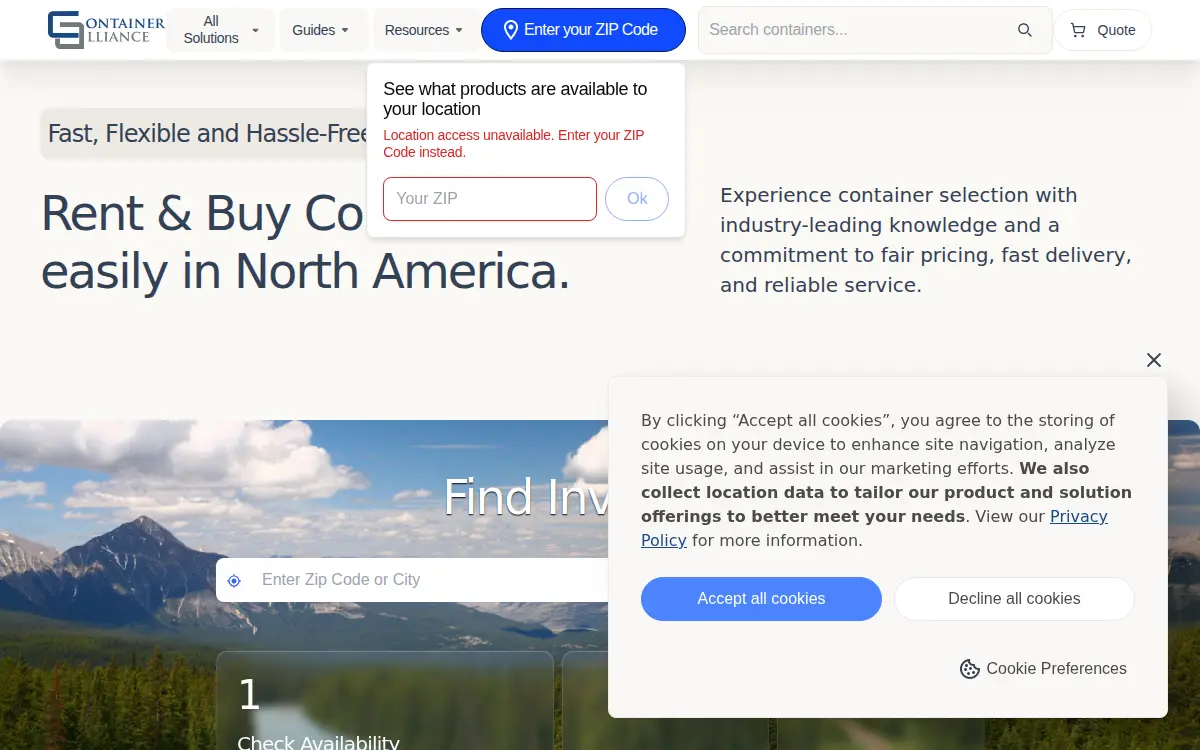 Homepage of Container Alliance CO