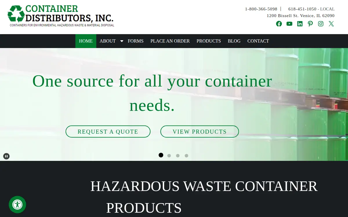 Homepage of Container Distributors INC