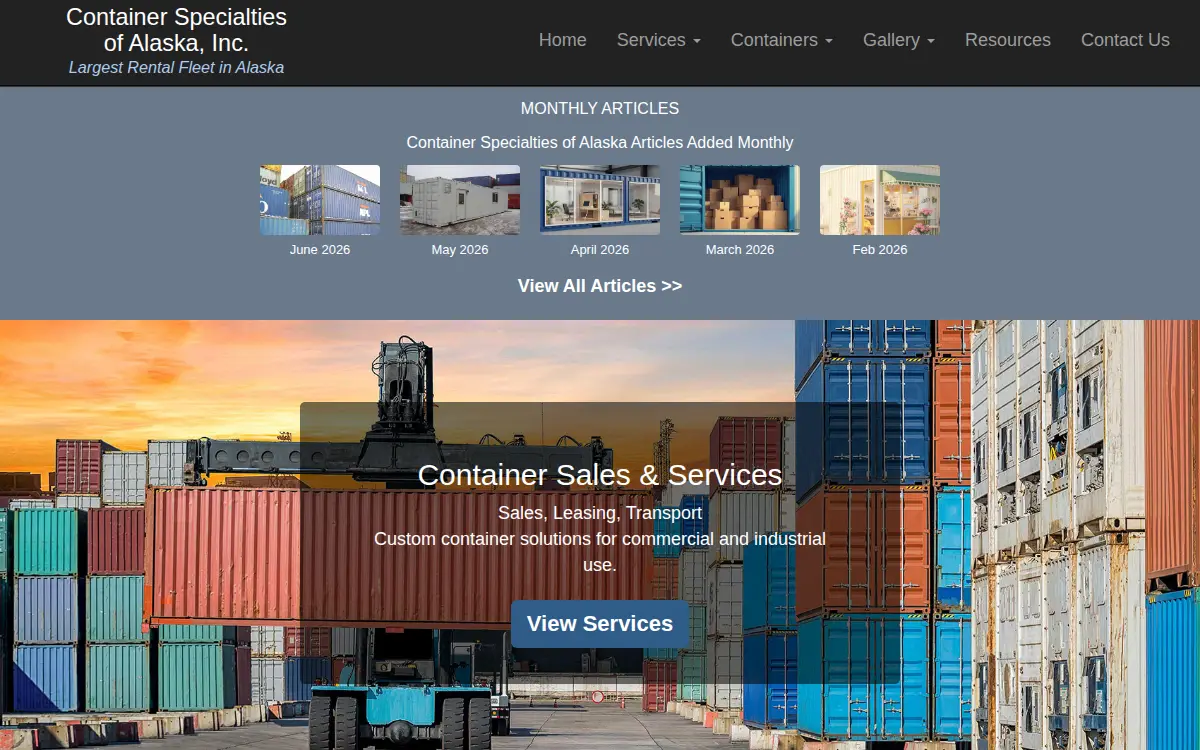 Homepage of Container Specialties of Alaska, INC.