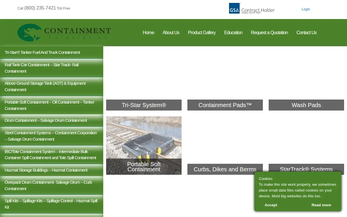 Homepage of Containment Corporation