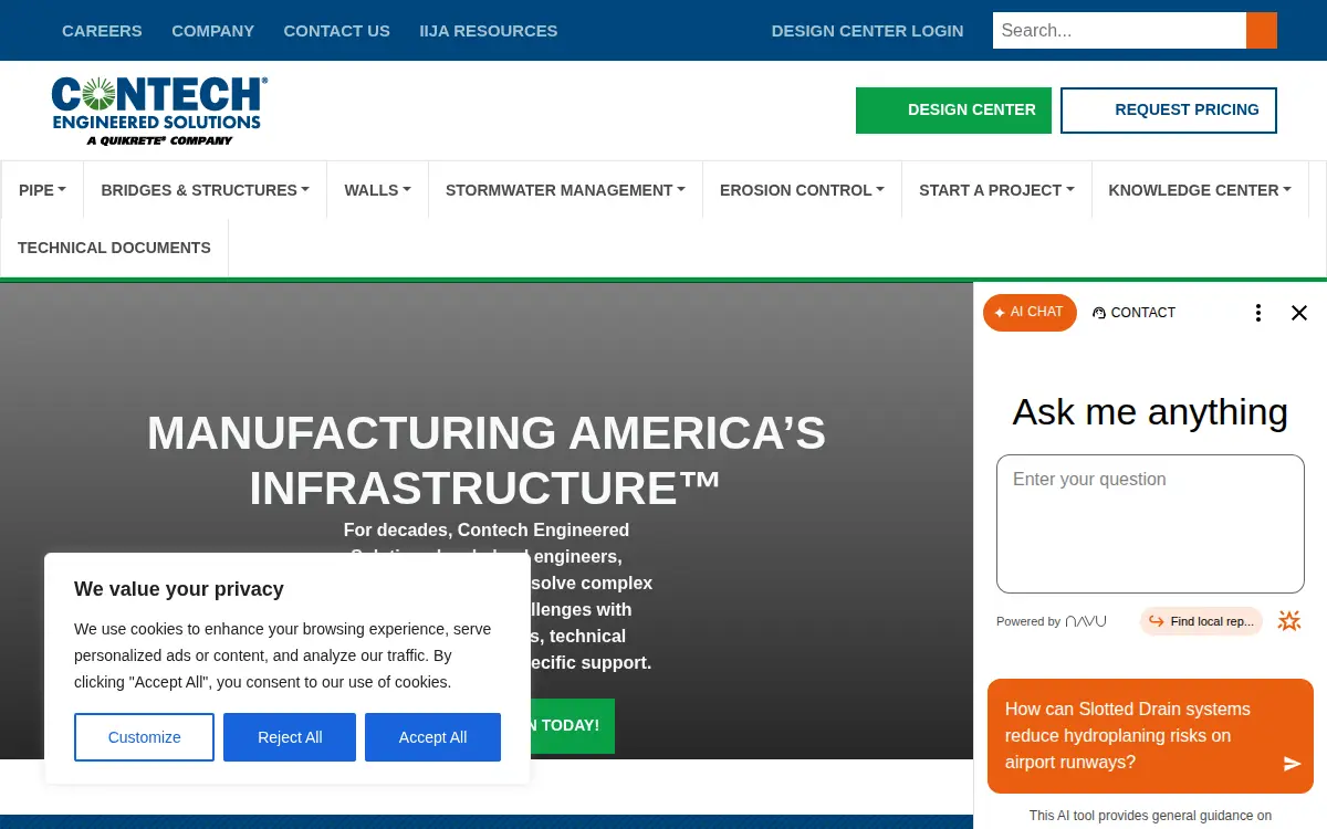 Homepage of Contech Engineered Solutions LLC