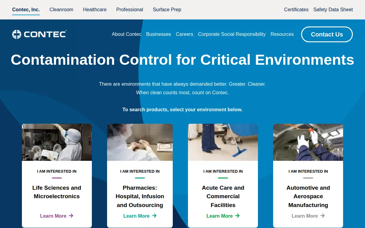 Homepage of Contec, INC