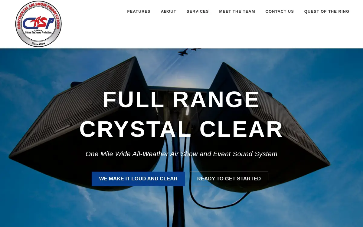 Homepage of Continental Air Show Productions, LLC