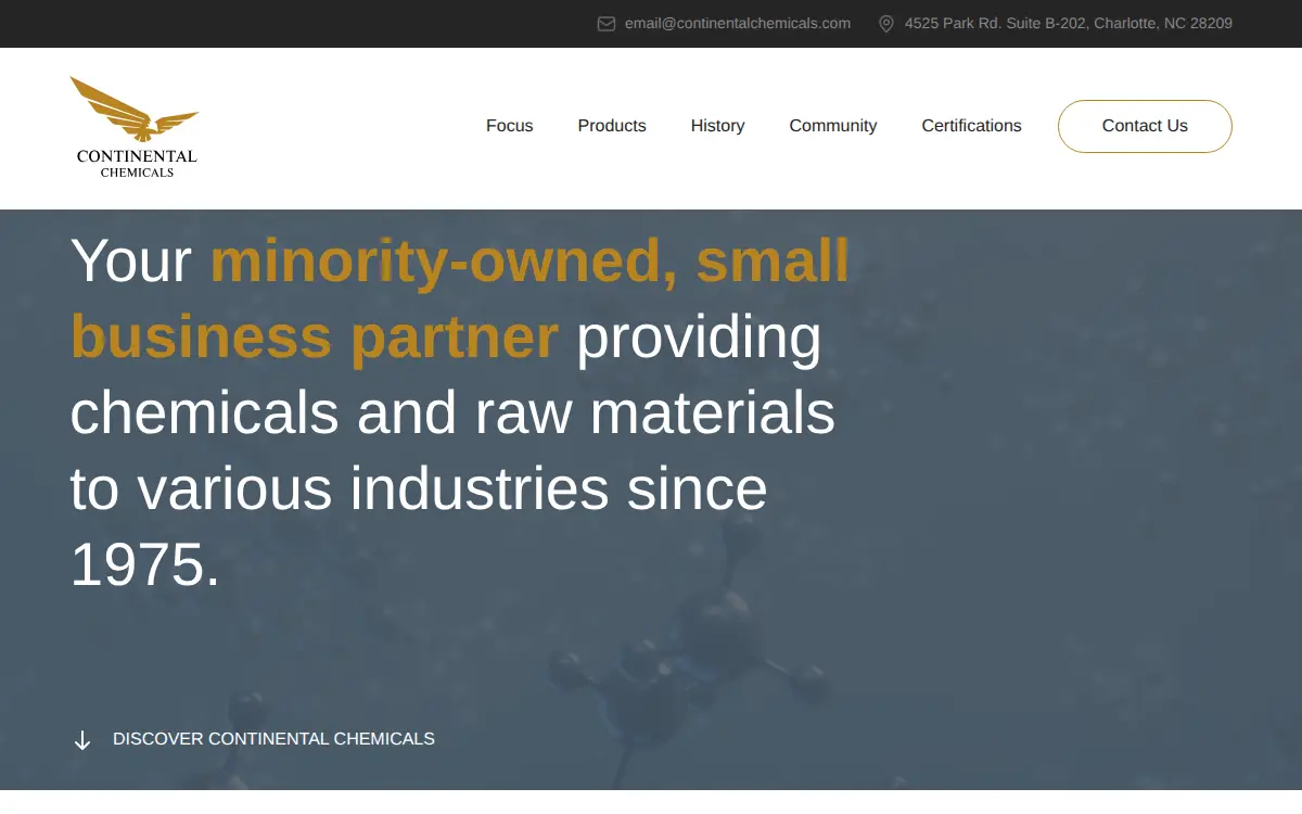 Homepage of Continental Chemicals LLC