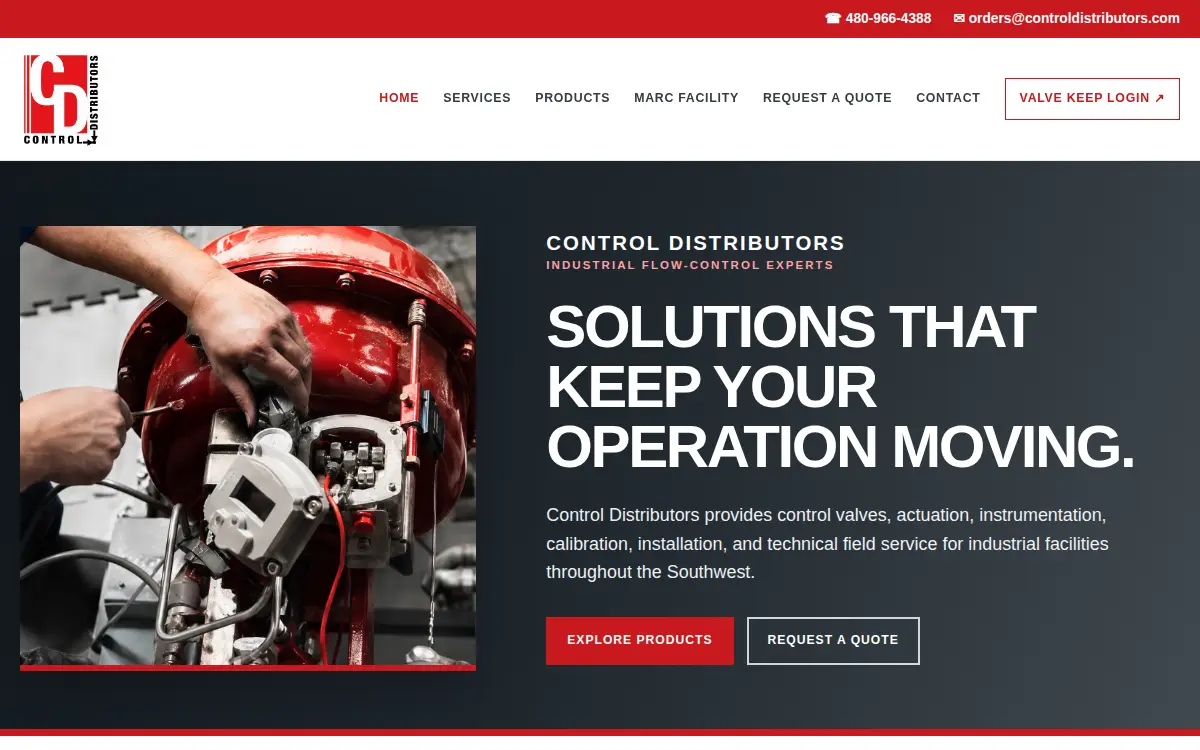 Homepage of Control Distributors L.l.c.