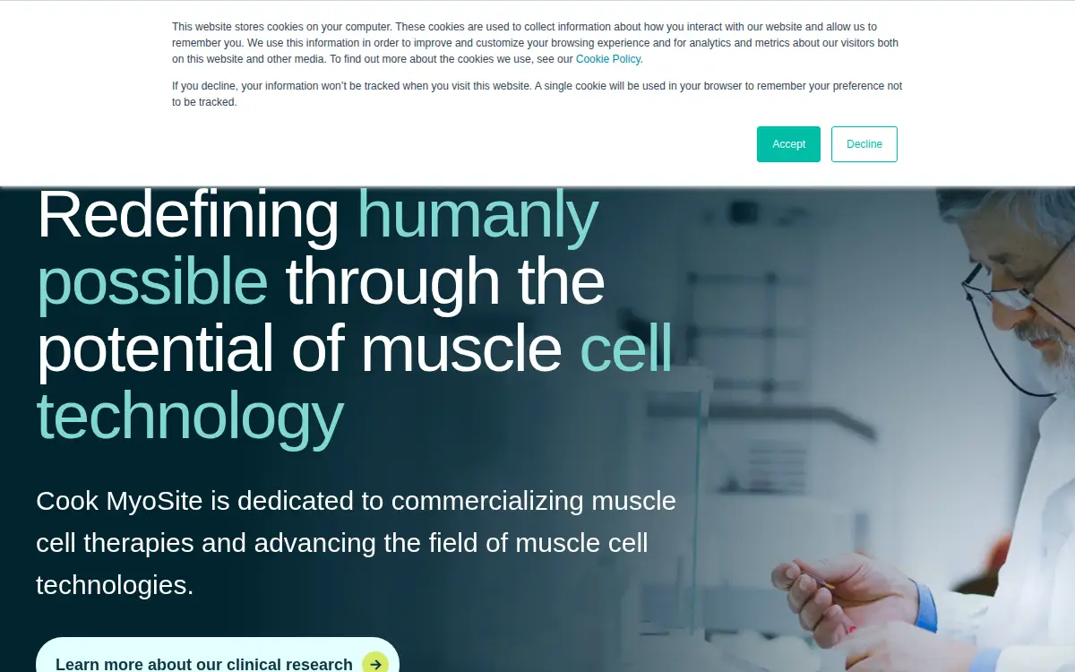 Homepage of Cook Myosite INC