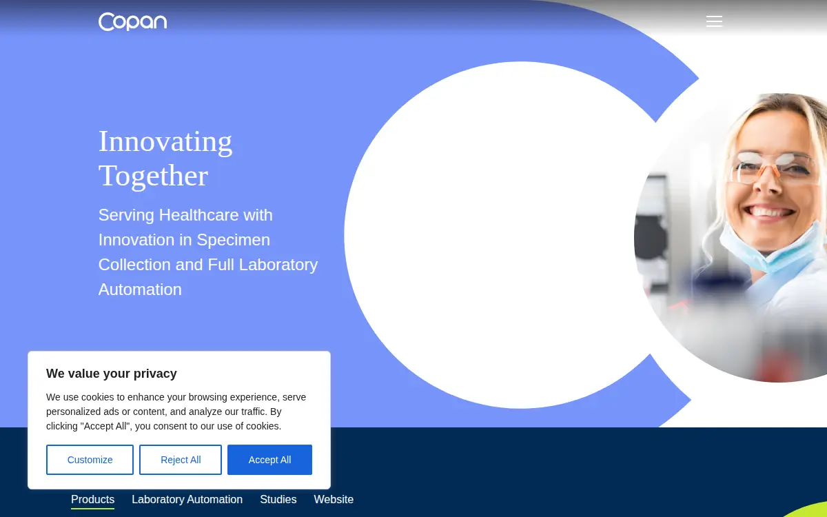 Homepage of Copan Diagnostics, INC.