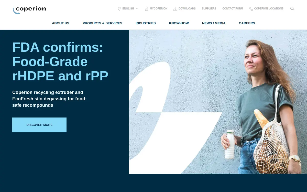 Homepage of Coperion Corporation