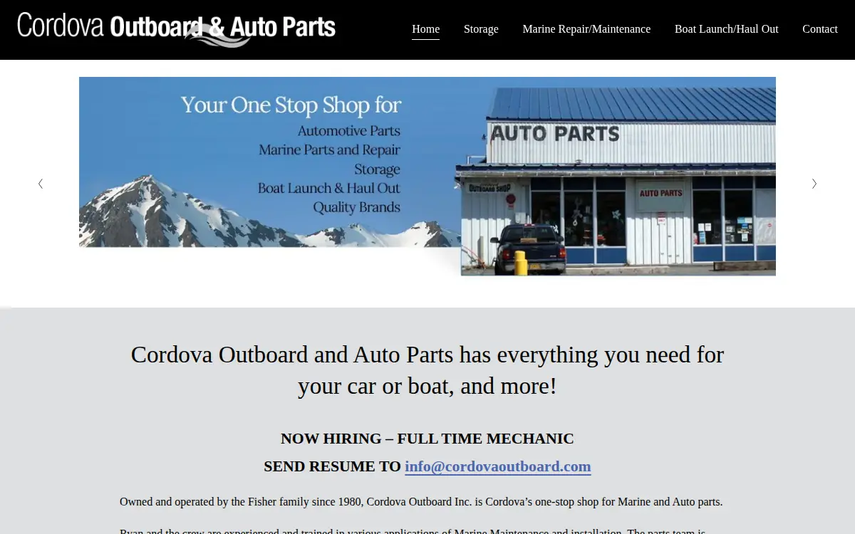 Homepage of Cordova Outboard, INC.