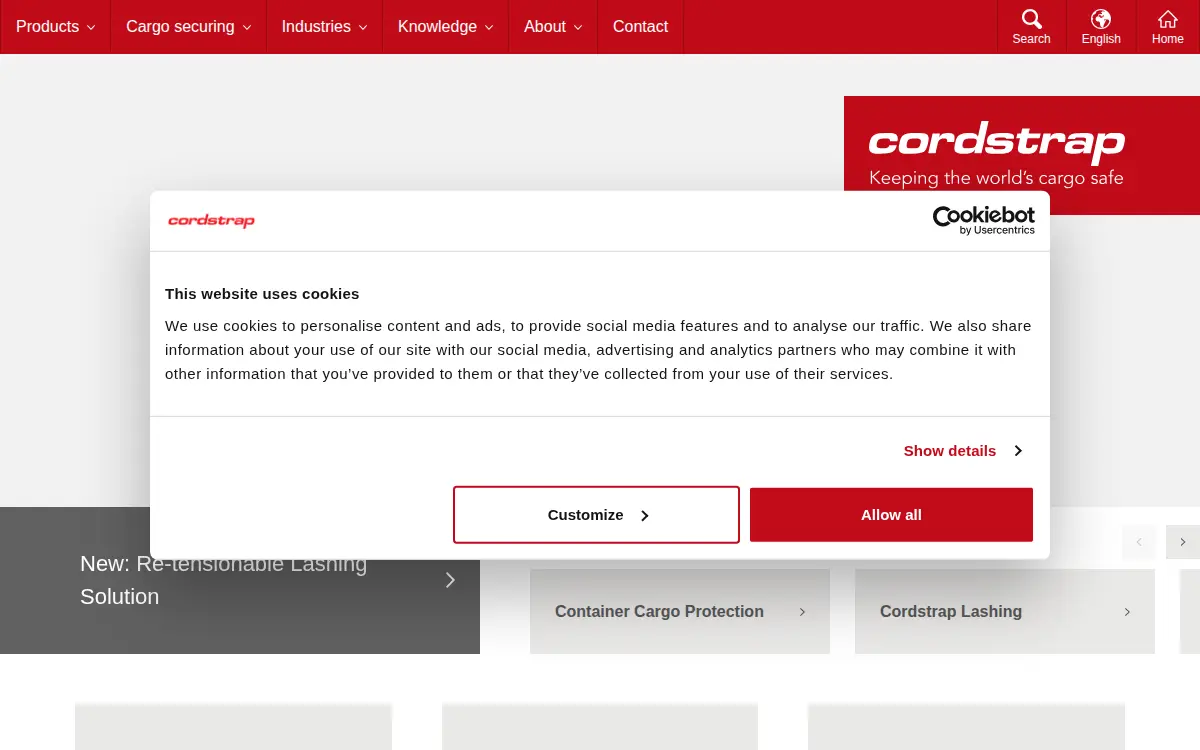 Homepage of Cordstrap USA INC