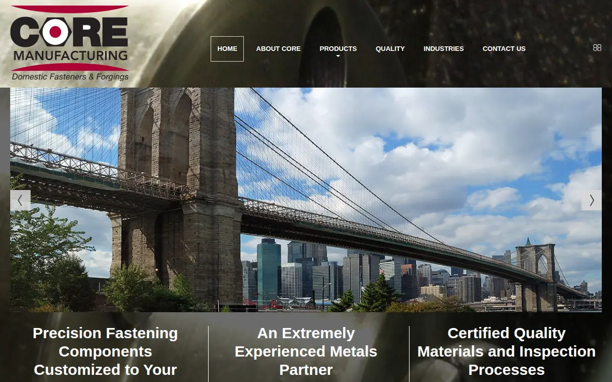 Homepage of Core Manufacturing LLC