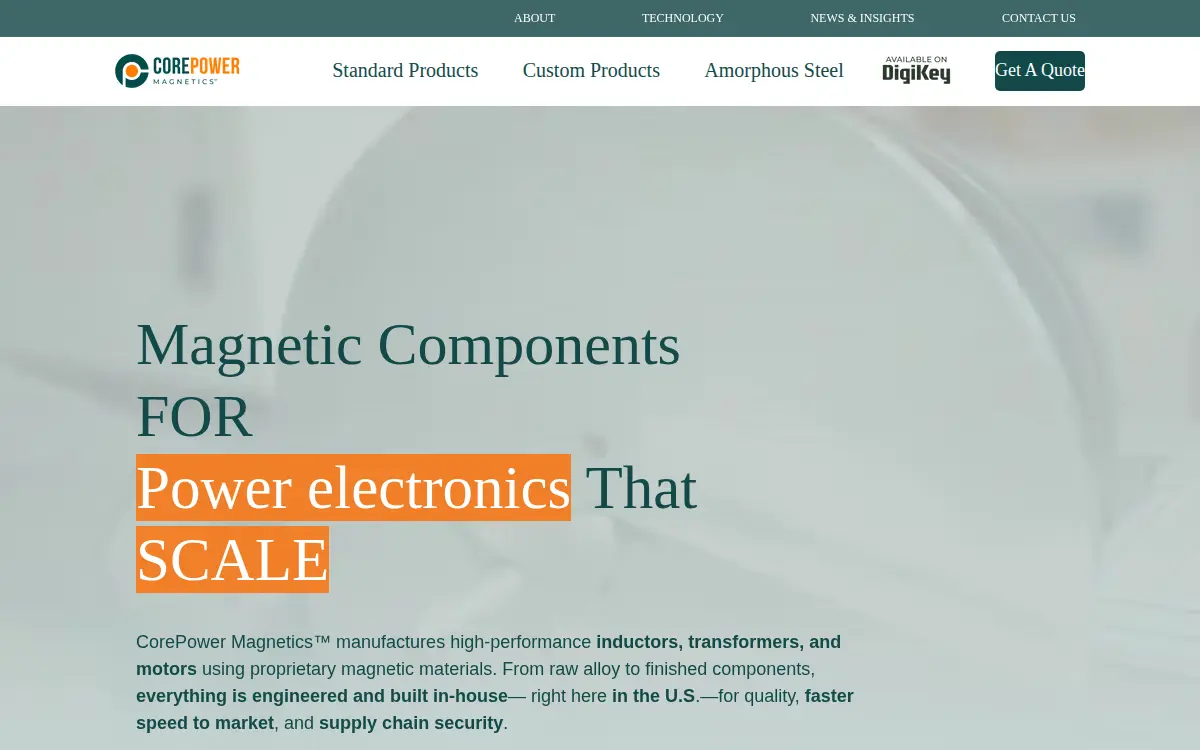 Homepage of Corepower Magnetics INC