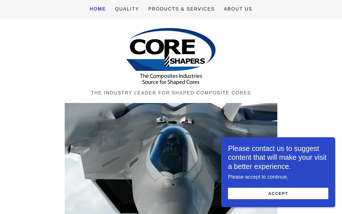 Homepage of Core Shapers, INC
