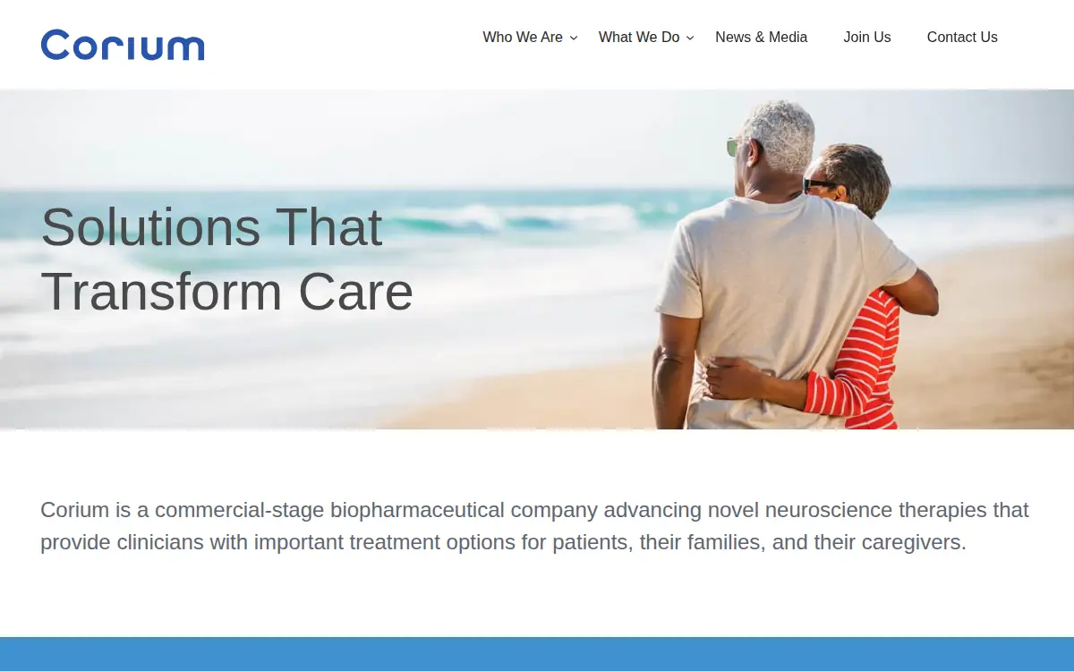 Homepage of Corium, LLC