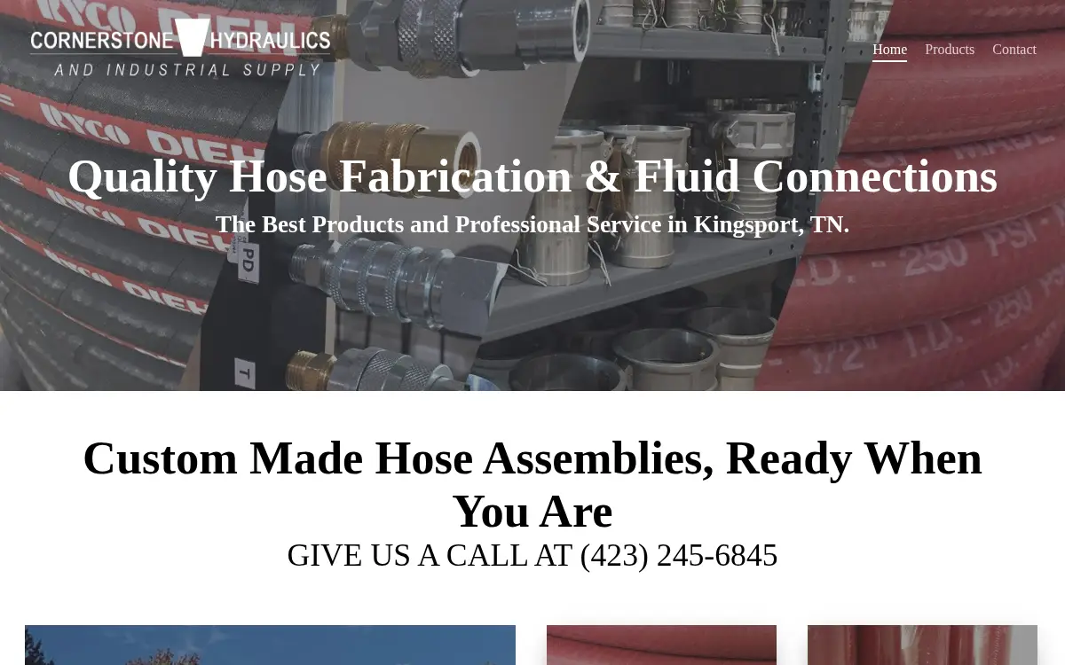 Homepage of Cornerstone Hydraulics & Industrial Supply, L.l.c.