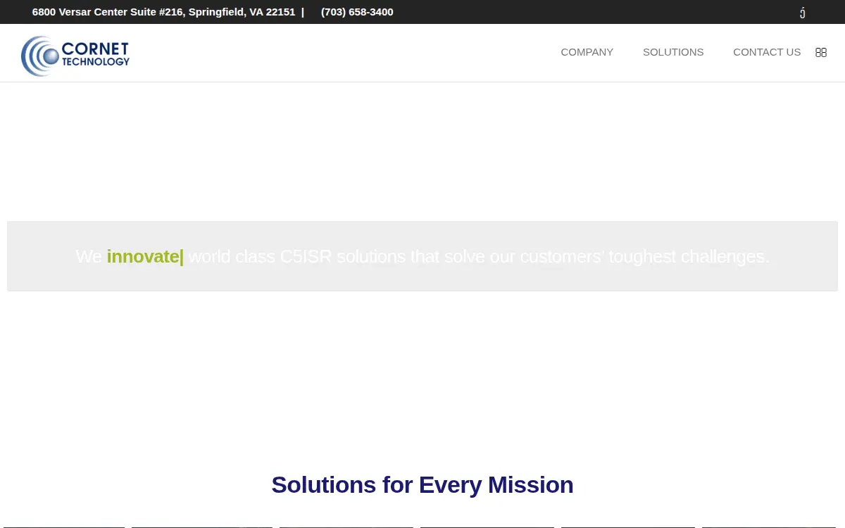 Homepage of Cornet Technology, INC.