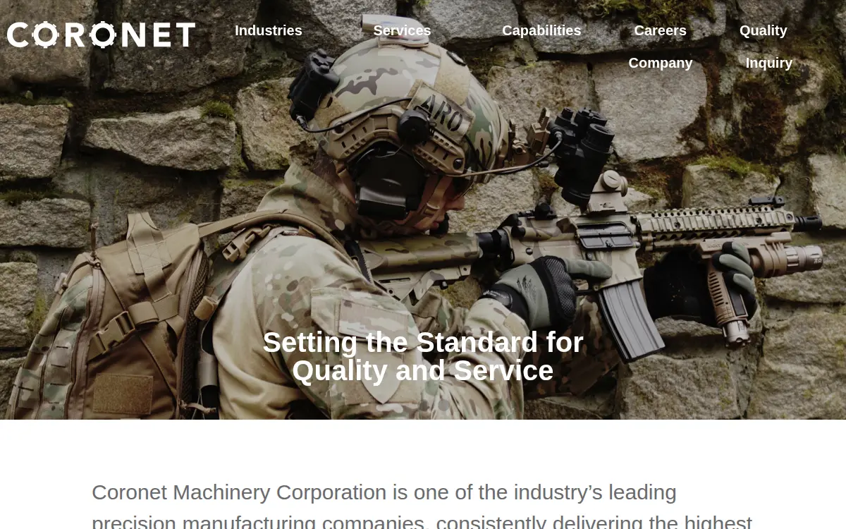 Homepage of Coronet Machinery CORP.