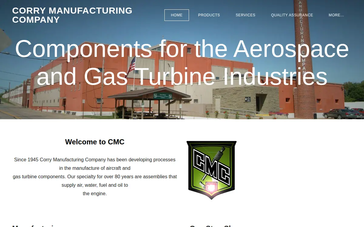 Homepage of Corry Manufacturing Company