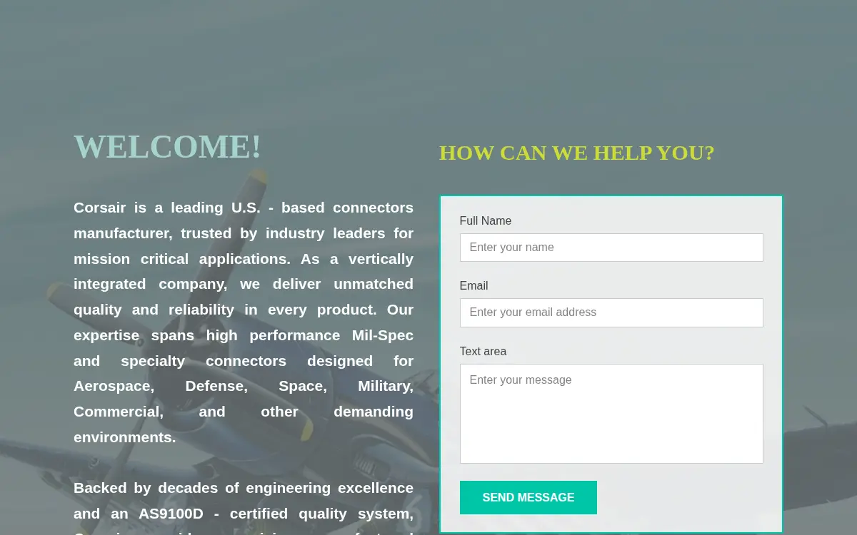 Homepage of Corsair Electrical Connectors INC