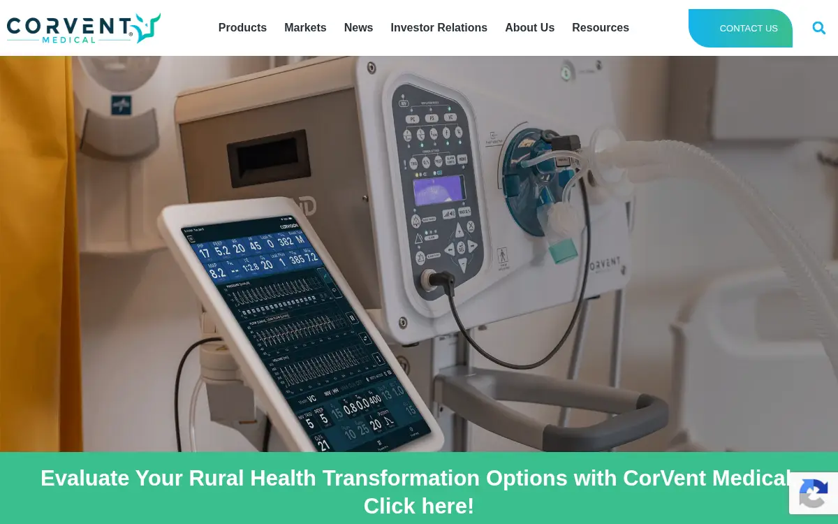 Homepage of Corvent Medical, INC.