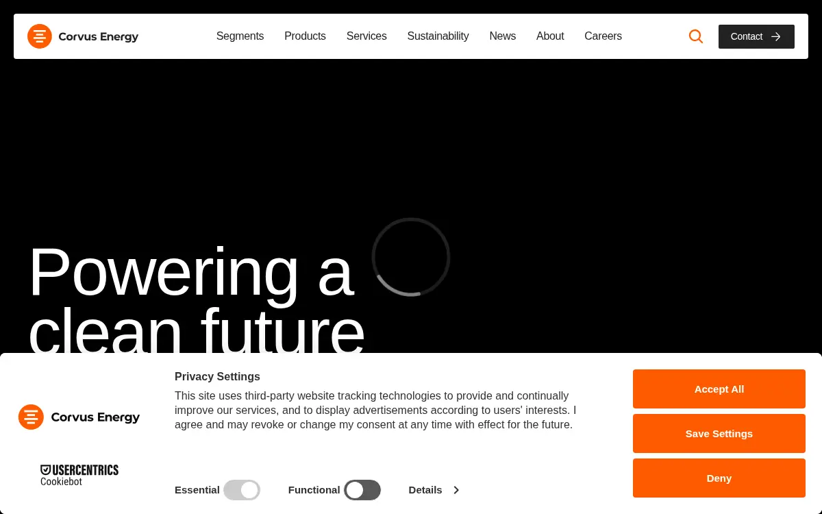 Homepage of Corvus Energy USA LTD