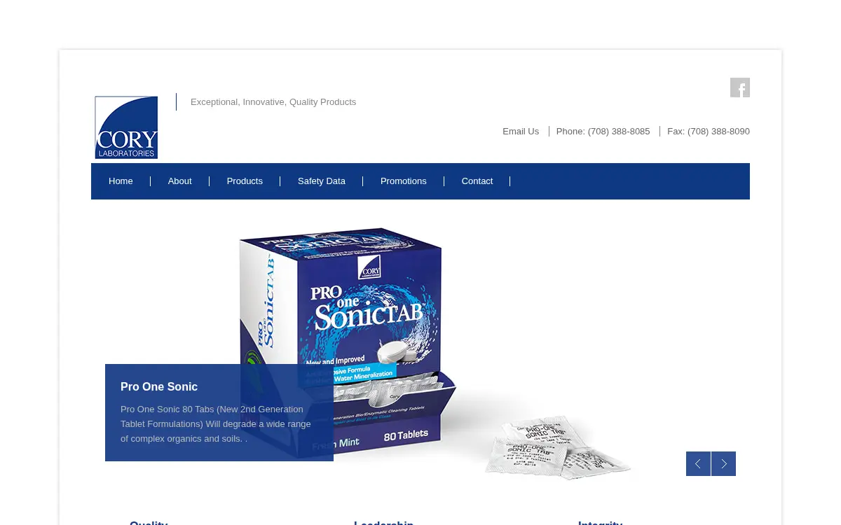 Homepage of Cory Laboratories INC