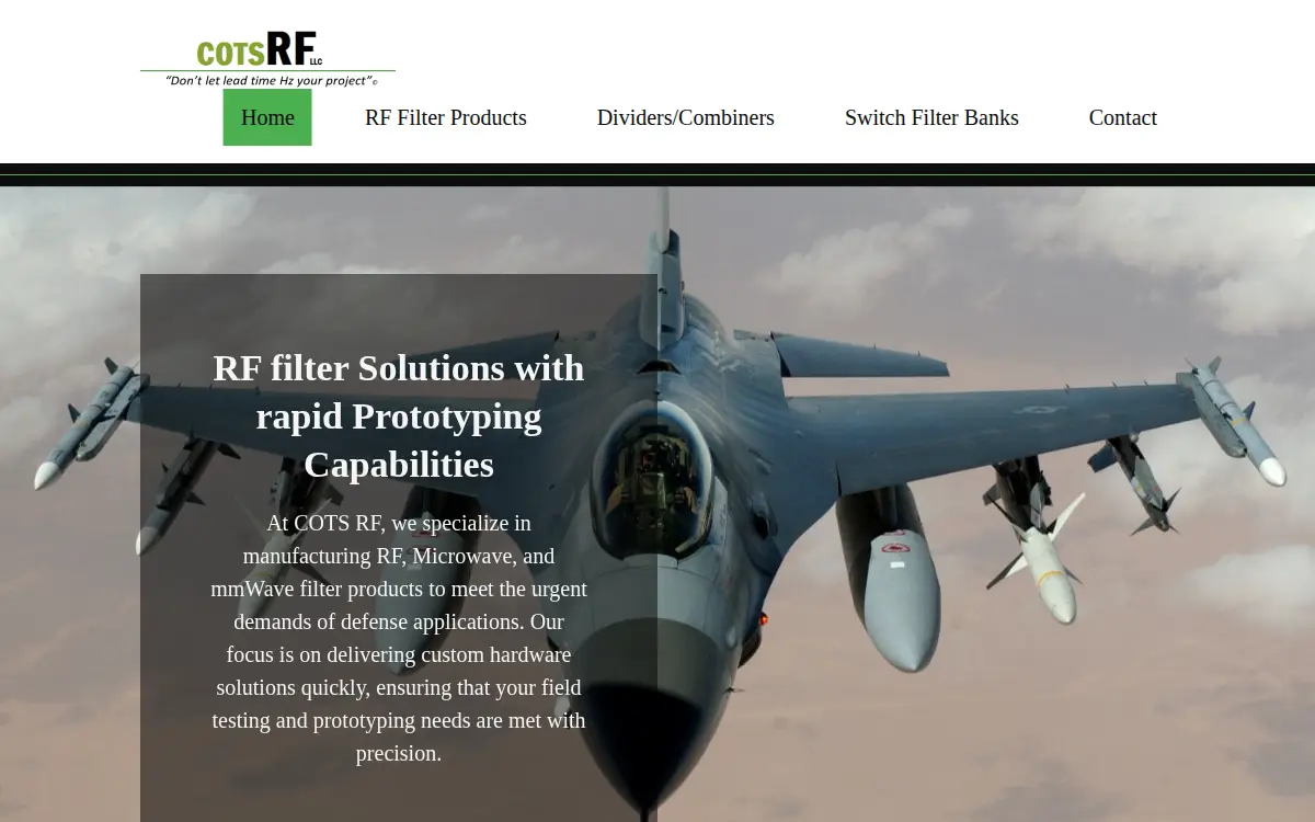Homepage of Cots Rf, LLC