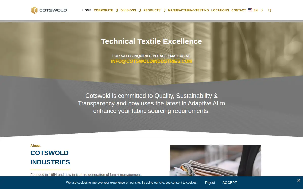 Homepage of Cotswold Industries, INC.