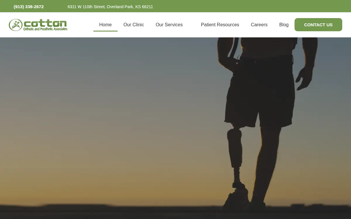 Homepage of Cotton Orthotic and Prosthetic Associates LLC