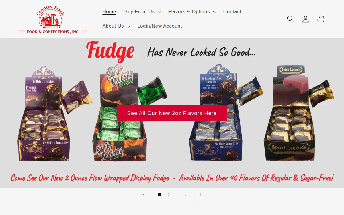 Homepage of Country Fresh Food and Confections, INC.
