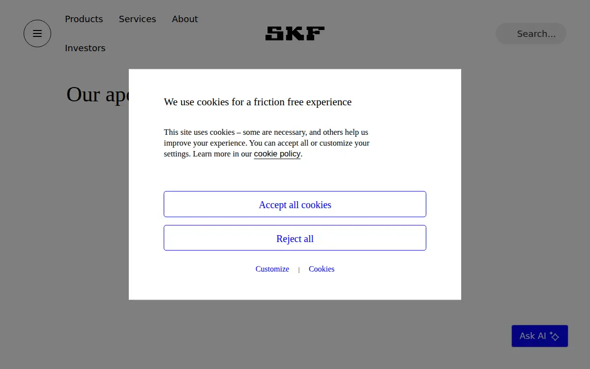 Homepage of Skf USA INC