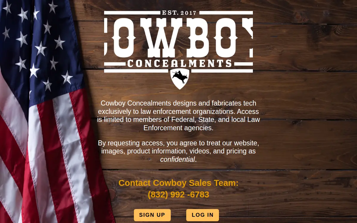 Homepage of Cowboy Concealments LLC