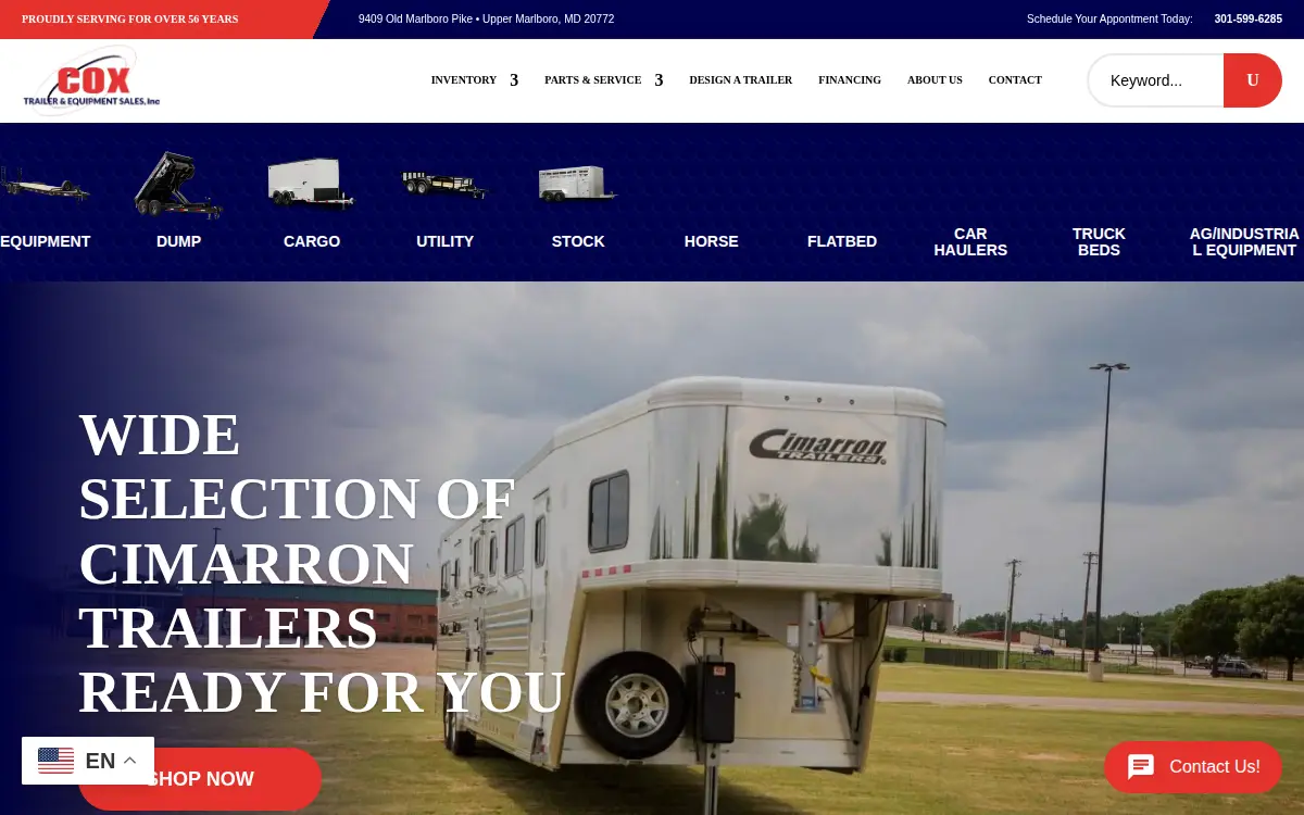 Homepage of Jimmy Cox Sales, INC