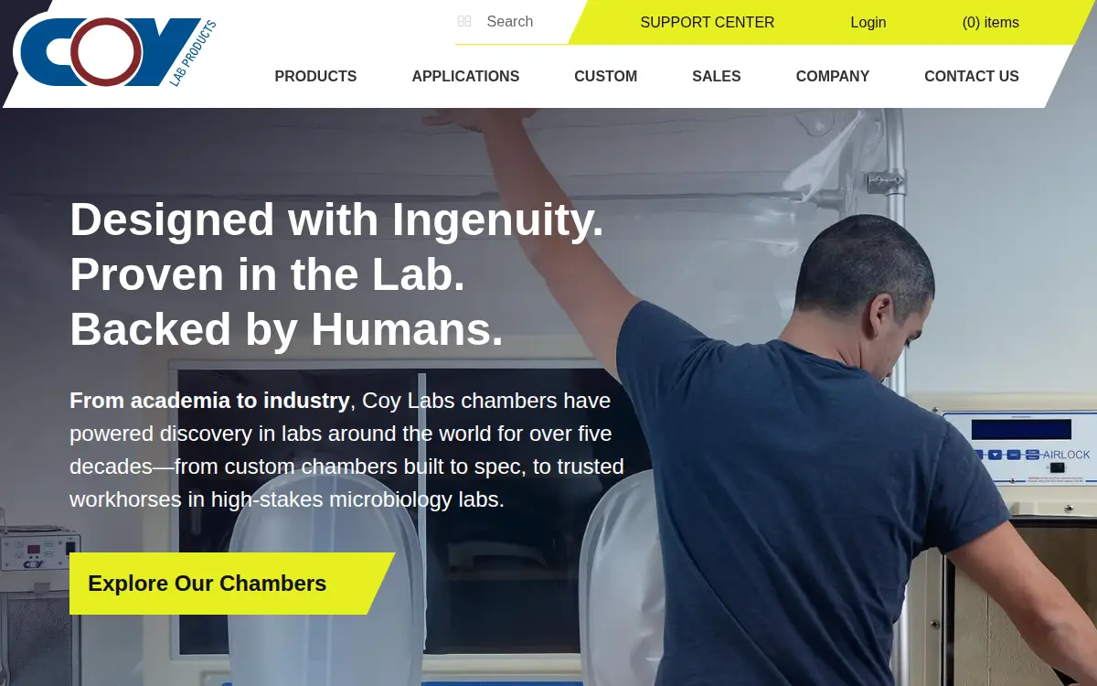 Homepage of Coy Laboratory Products INC