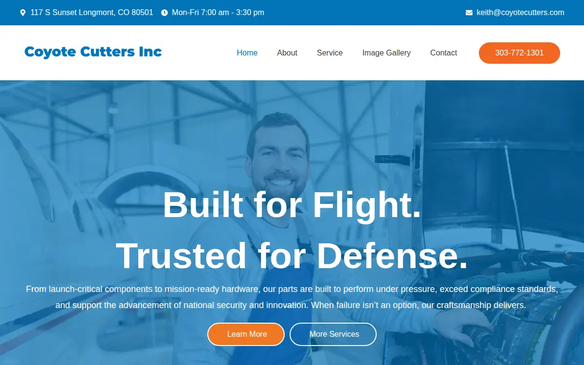 Homepage of Coyote Cutters, INC.