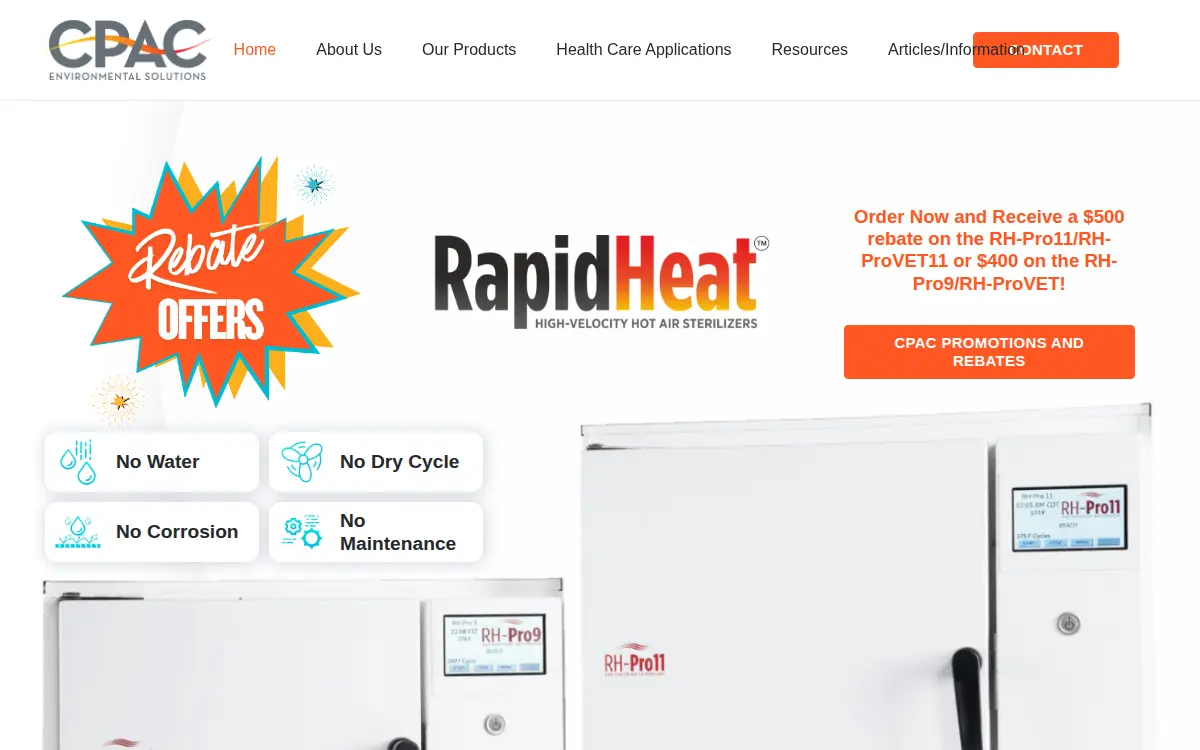 Homepage of Cpac Equipment, INC