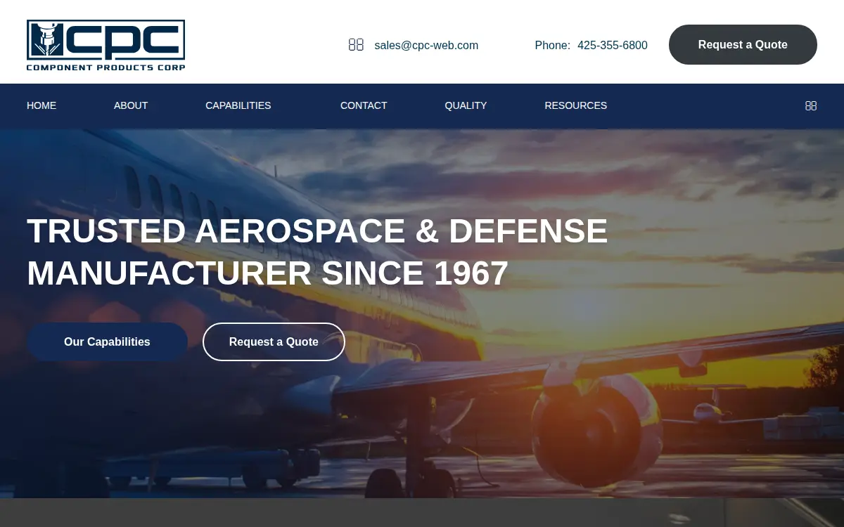Homepage of Component Products Corporation