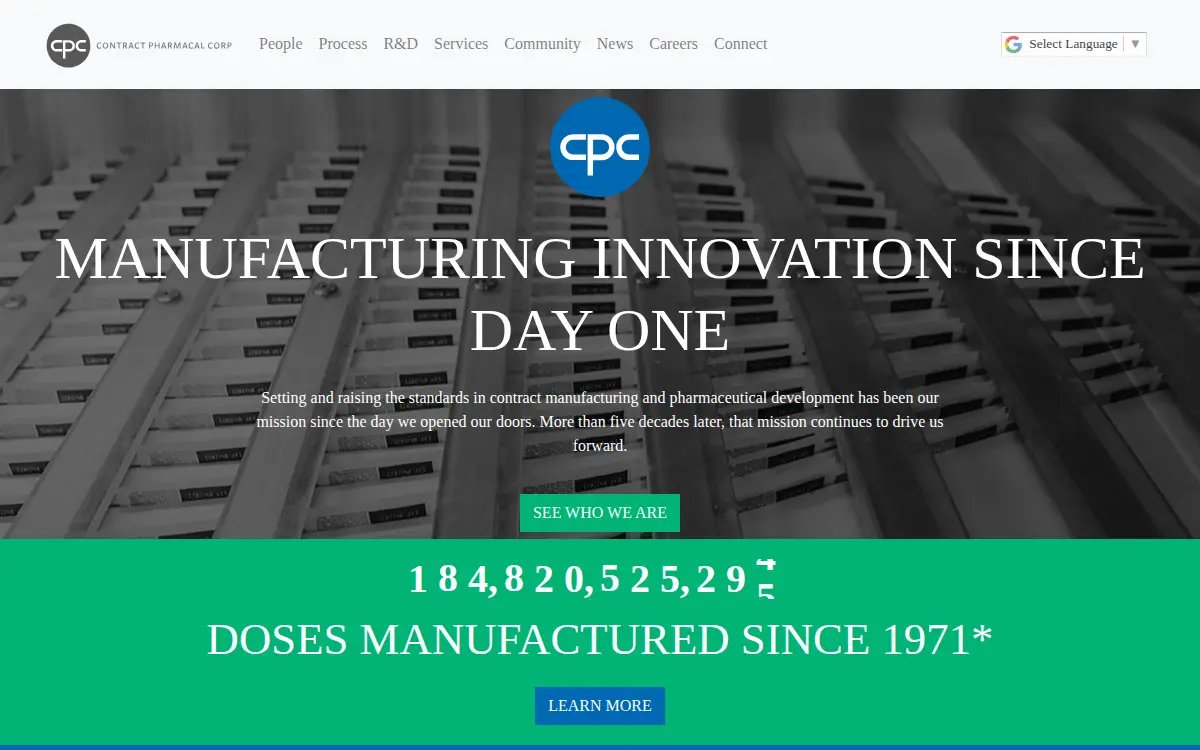 Homepage of Contract Pharmacal CORP.