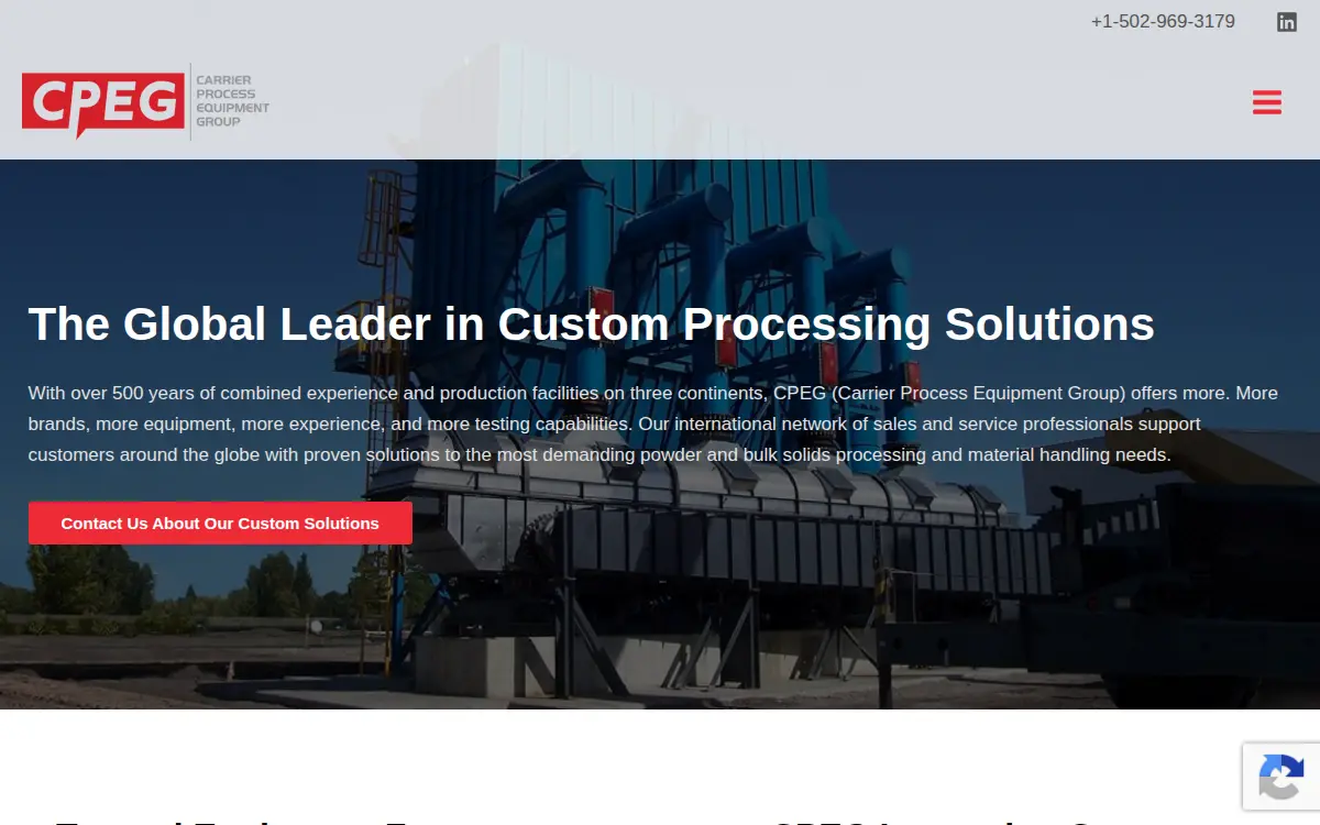 Homepage of Carrier Process Equipment Group INC