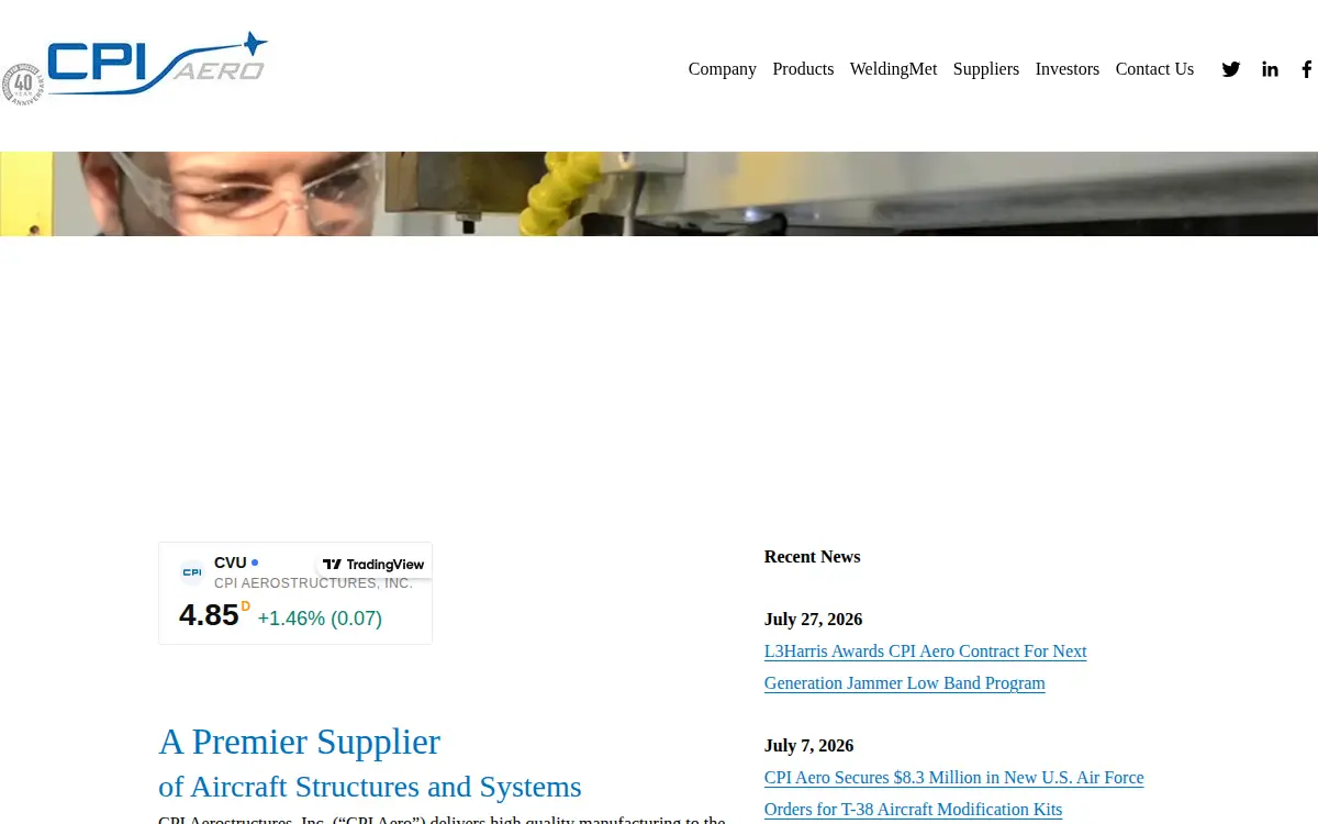 Homepage of Cpi Aerostructures INC