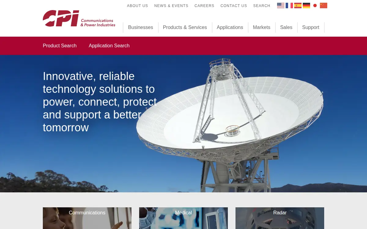 Homepage of Cpi Satcom & Antenna Technologies INC.