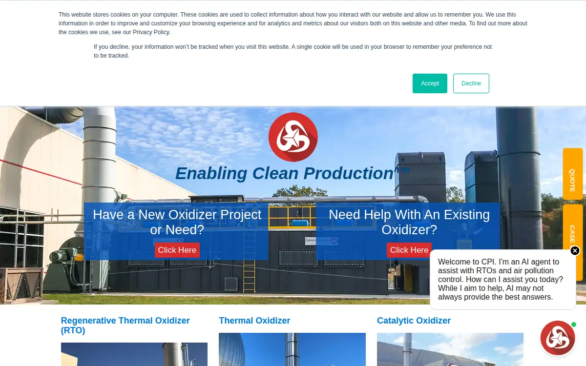 Homepage of Catalytic Products International INC
