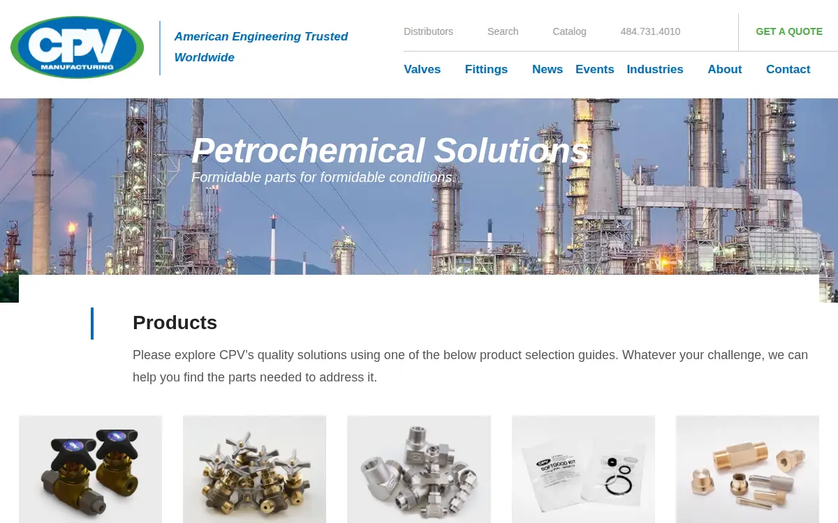 Homepage of Admiral Valve LLC