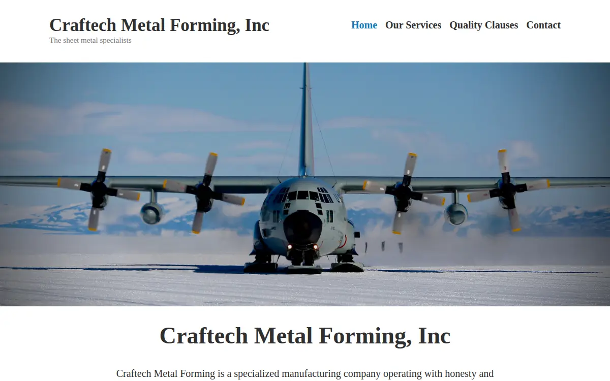 Homepage of Craftech Metal Forming, INC