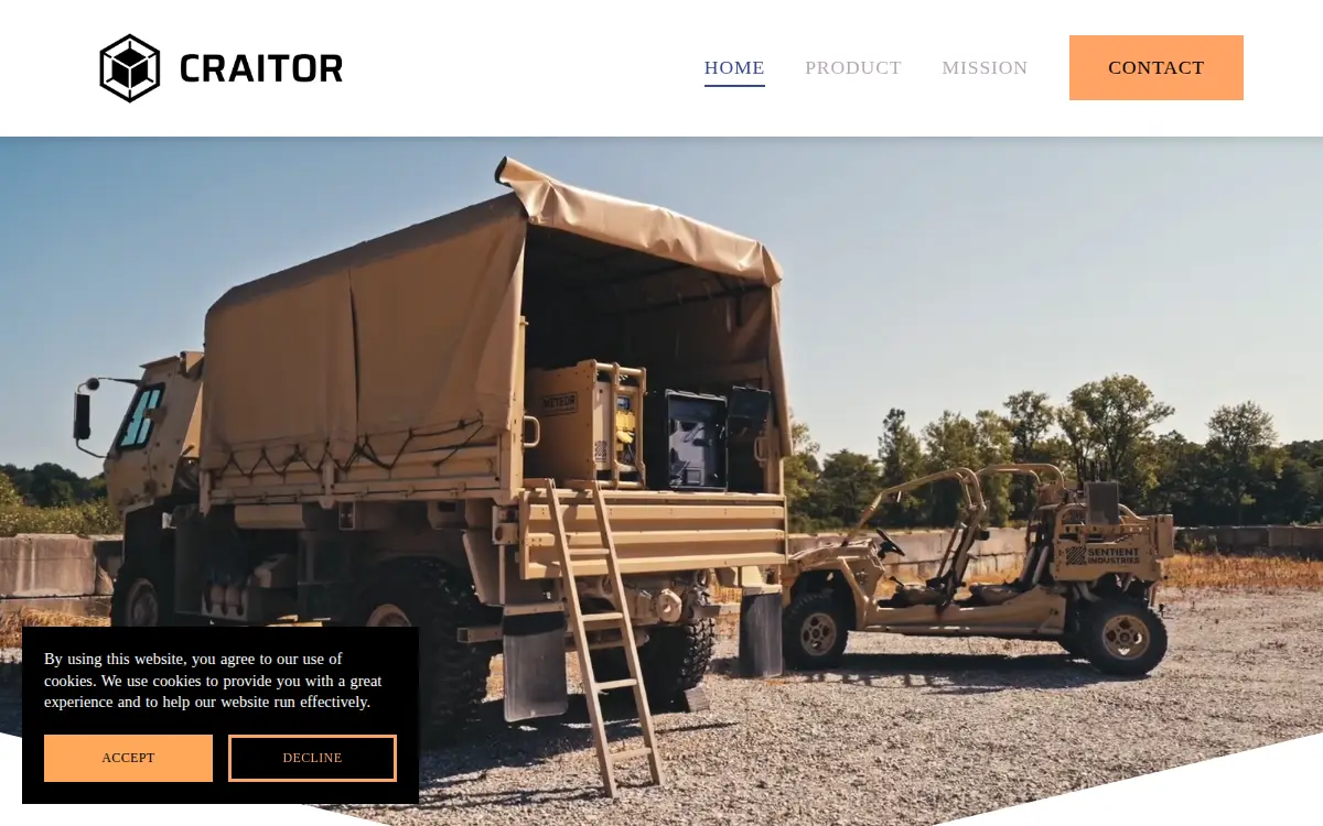 Homepage of Craitor, INC.